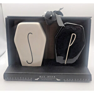 Rae Dunn COFFIN HALLOWEEN Salt and Pepper Shakers Gift Set Ghoulish Creepy